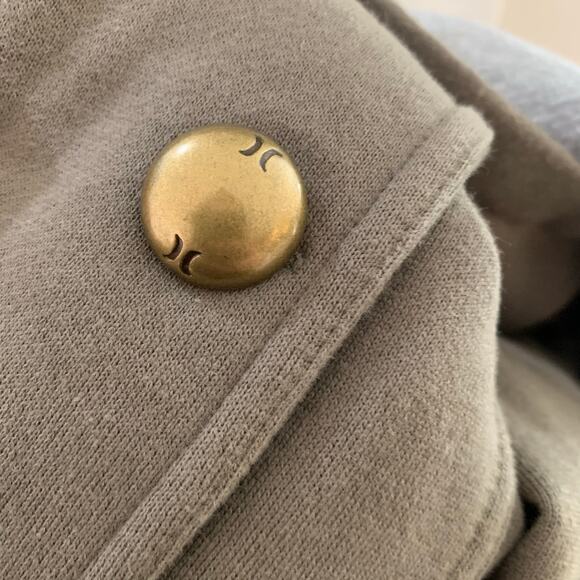 Hurley Size S Full Zip Military Style Jacket Army Olive Green Knit Soft Outdoor - Picture 10 of 14